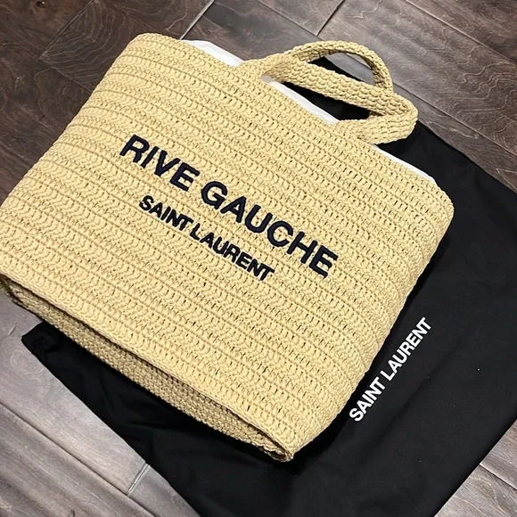 Saint Laurent Rive Gauche Raffia Tote, NWT - Picture 2 of 7